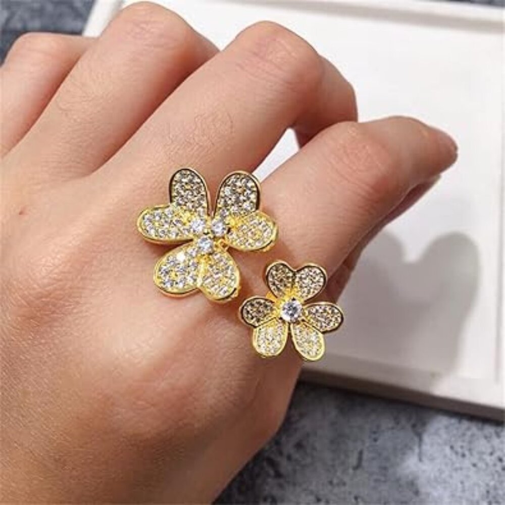 Neiman Marcus 18K Gold Plated Adjustable Floral Ring